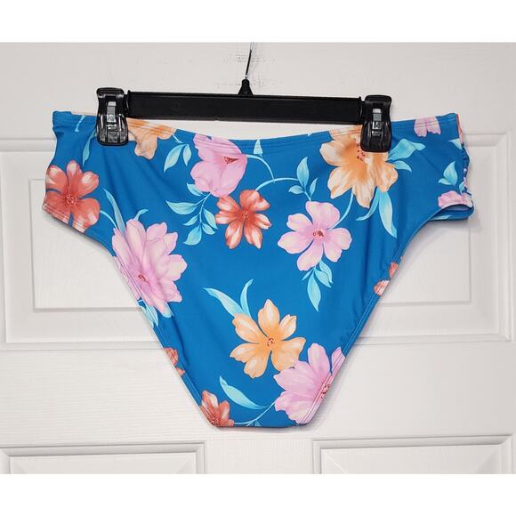 Cupshe Women Swimsuit Bikini Bottom Ruched Mid Rise Floral Bikini Size XL NWT - Picture 2 of 6
